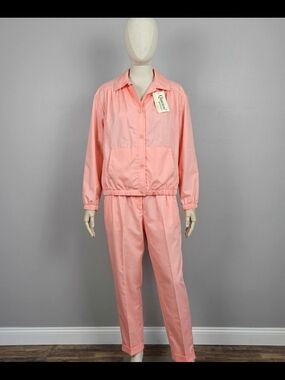 VTG Quantum Sportswear NWT 2-Piece Pant Suit Peach Set Size 10 Made in USA